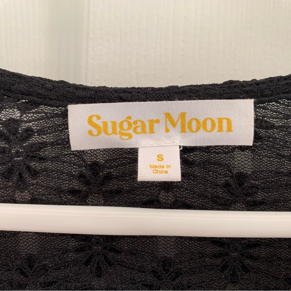 Sugar Moon Black Lace Long Sleeve Fitted Bolero Top - Picture 3 of 6